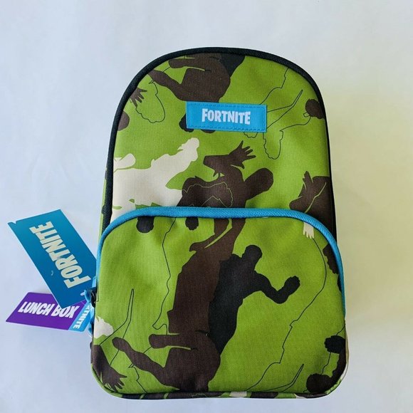Fortnite Lunch Box Insulated Green Camouflage Clips On New - Picture 1 of 7
